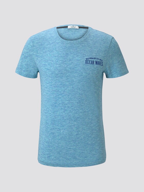 Patterned T-shirt - Men - teal coloured melange Patterned T-shirt - Men - teal coloured melange - 7 - TOM TAILOR