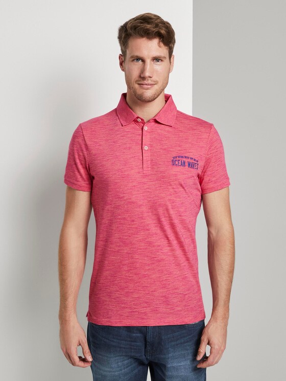 Meliertes Poloshirt - Männer - neon pink coloured melange Meliertes Poloshirt - Männer - neon pink coloured melange - 1 - TOM TAILOR