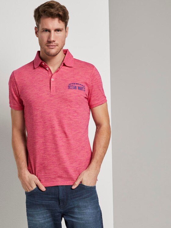 Meliertes Poloshirt - Männer - neon pink coloured melange Meliertes Poloshirt - Männer - neon pink coloured melange - 5 - TOM TAILOR