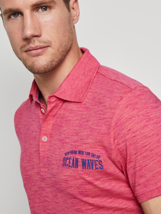 Meliertes Poloshirt - Männer - neon pink coloured melange Meliertes Poloshirt - Männer - neon pink coloured melange - 9 - TOM TAILOR