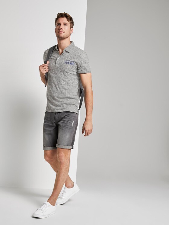 Meliertes Poloshirt - Männer - grey coloured melange Meliertes Poloshirt - Männer - grey coloured melange - 3 - TOM TAILOR