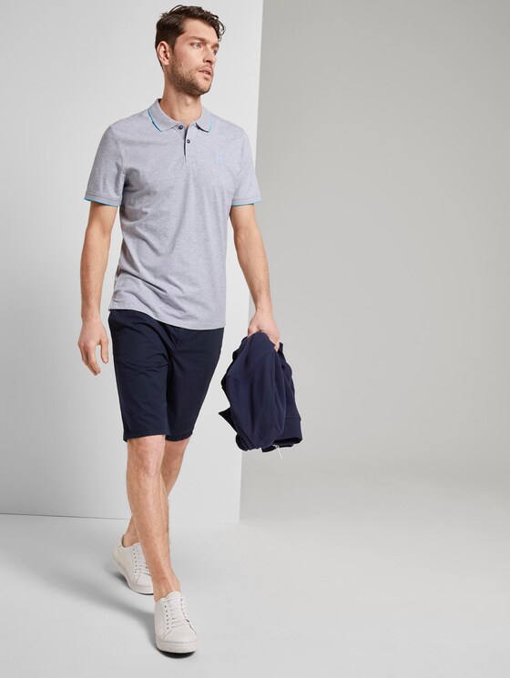 Poloshirt mit Kontraststreifen - Männer - Light Stone Grey Melange Poloshirt mit Kontraststreifen - Männer - Light Stone Grey Melange - 3 - TOM TAILOR