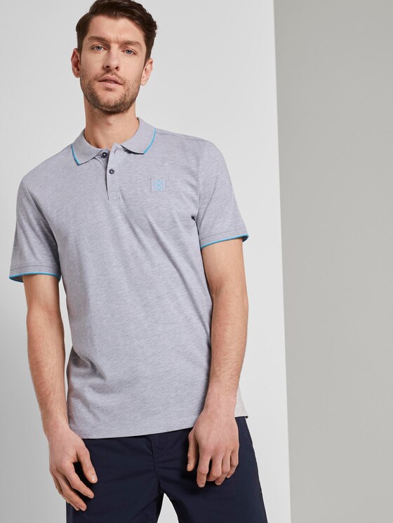 Poloshirt mit Kontraststreifen - Männer - Light Stone Grey Melange Poloshirt mit Kontraststreifen - Männer - Light Stone Grey Melange - 5 - TOM TAILOR
