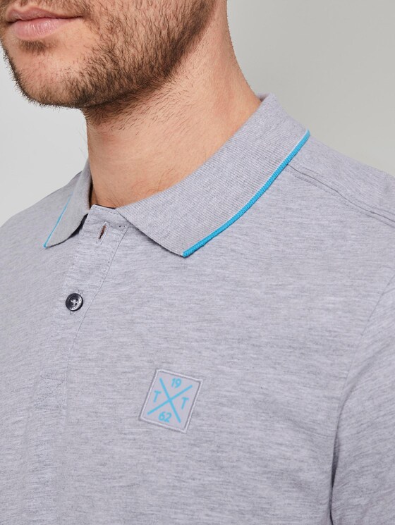 Poloshirt mit Kontraststreifen - Männer - Light Stone Grey Melange Poloshirt mit Kontraststreifen - Männer - Light Stone Grey Melange - 9 - TOM TAILOR