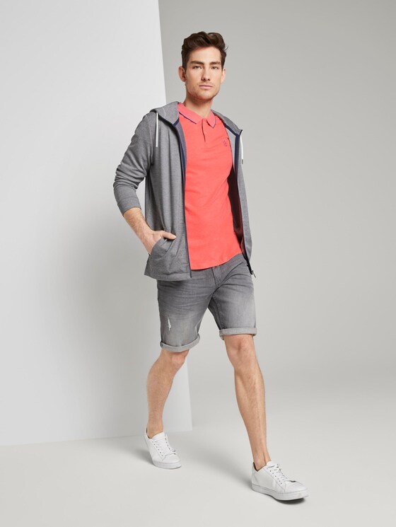 Poloshirt mit Kontraststreifen - Männer - neon pink white melange Poloshirt mit Kontraststreifen - Männer - neon pink white melange - 3 - TOM TAILOR