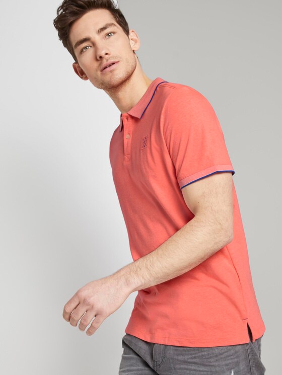 Poloshirt mit Kontraststreifen - Männer - neon pink white melange Poloshirt mit Kontraststreifen - Männer - neon pink white melange - 5 - TOM TAILOR