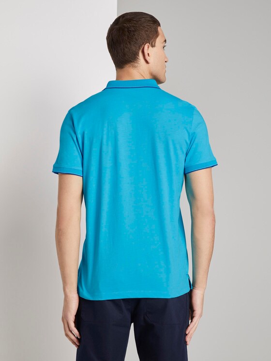Polo shirt with contrasting stripes - Men - clear blue white melange Polo shirt with contrasting stripes - Men - clear blue white melange - 2 - TOM TAILOR