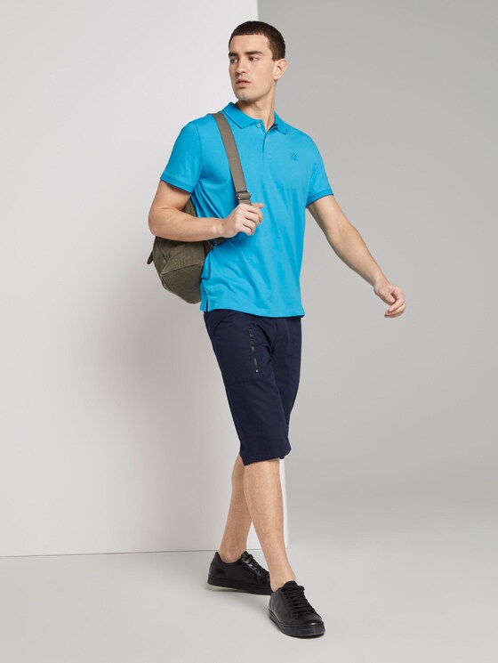 Polo shirt with contrasting stripes - Men - clear blue white melange Polo shirt with contrasting stripes - Men - clear blue white melange - 3 - TOM TAILOR