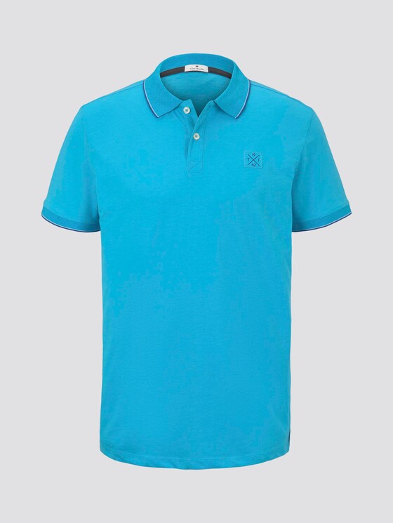 Polo shirt with contrasting stripes - Men - clear blue white melange Polo shirt with contrasting stripes - Men - clear blue white melange - 7 - TOM TAILOR