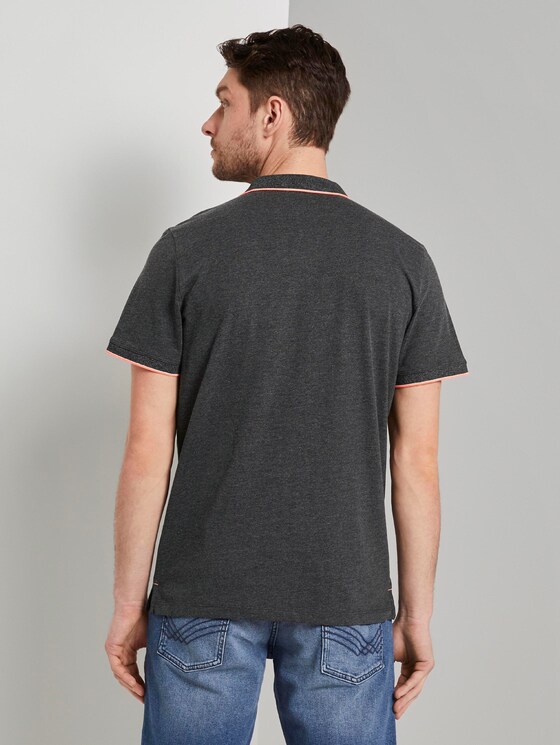 Poloshirt mit Kontraststreifen - Männer - dark grey white melange Poloshirt mit Kontraststreifen - Männer - dark grey white melange - 2 - TOM TAILOR
