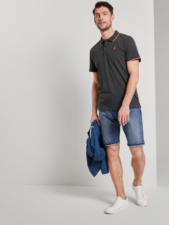 Poloshirt mit Kontraststreifen - Männer - dark grey white melange Poloshirt mit Kontraststreifen - Männer - dark grey white melange - 3 - TOM TAILOR