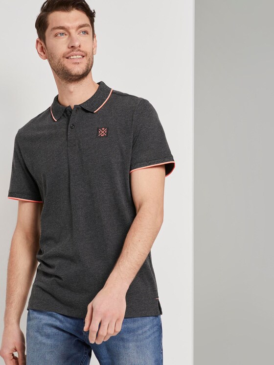 Poloshirt mit Kontraststreifen - Männer - dark grey white melange Poloshirt mit Kontraststreifen - Männer - dark grey white melange - 5 - TOM TAILOR