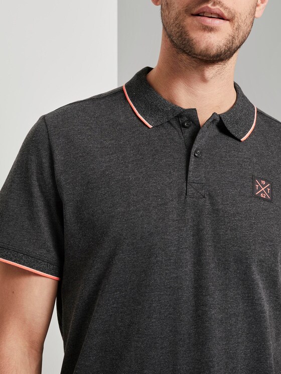 Poloshirt mit Kontraststreifen - Männer - dark grey white melange Poloshirt mit Kontraststreifen - Männer - dark grey white melange - 9 - TOM TAILOR