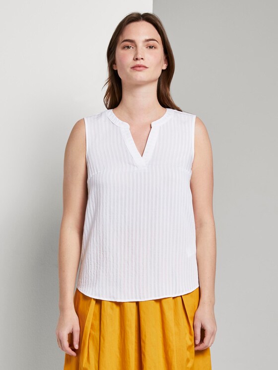 Ärmellose Bluse mit Streifenmuster - Frauen - White Ärmellose Bluse mit Streifenmuster - Frauen - White - 1 - Mine to five