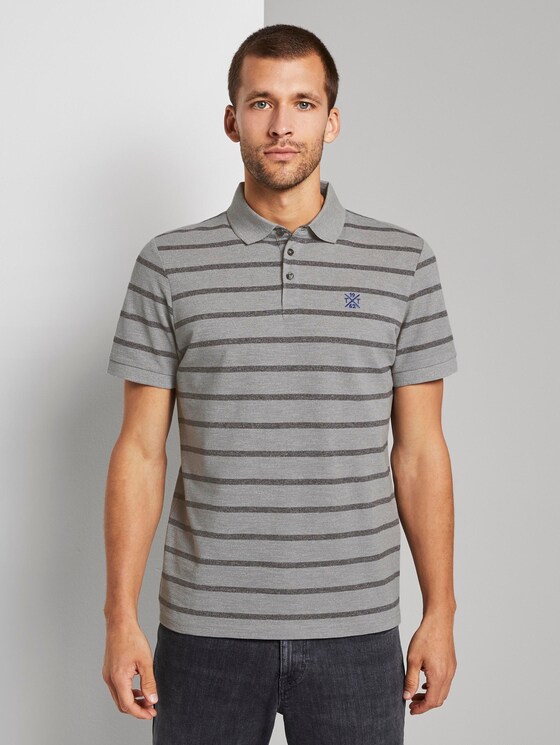 Gestreiftes Poloshirt - Männer - grey melange stripe Gestreiftes Poloshirt - Männer - grey melange stripe - 1 - TOM TAILOR