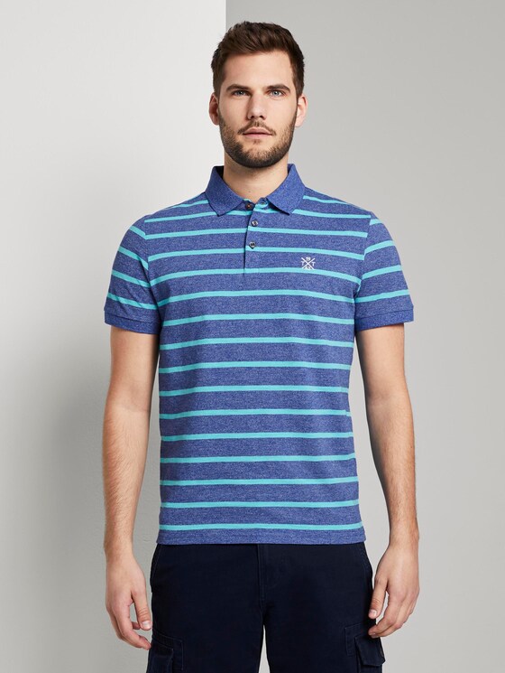 Gestreiftes Poloshirt - Männer - blue melange stripe Gestreiftes Poloshirt - Männer - blue melange stripe - 1 - TOM TAILOR