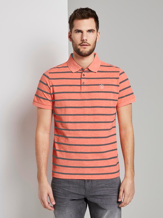 Striped polo shirt - Men - neon pink melange stripe Striped polo shirt - Men - neon pink melange stripe - 1 - TOM TAILOR