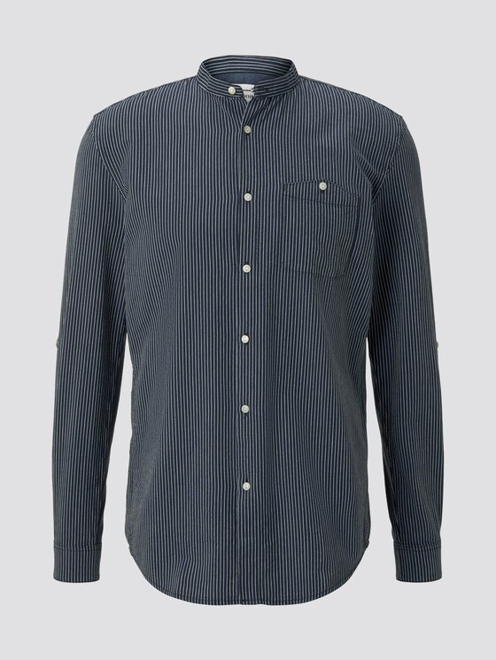 Gestreiftes Hemd mit Stehkragen - Männer - navy white seersucker stripe Gestreiftes Hemd mit Stehkragen - Männer - navy white seersucker stripe - 7 - TOM TAILOR Denim