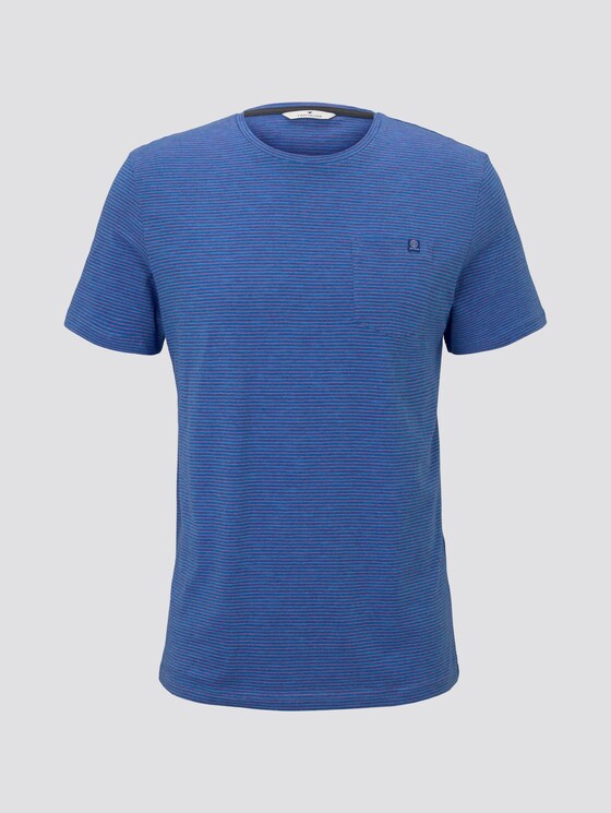 Striped T-shirt - Men - shiny royal blue stripe Striped T-shirt - Men - shiny royal blue stripe - 7 - TOM TAILOR