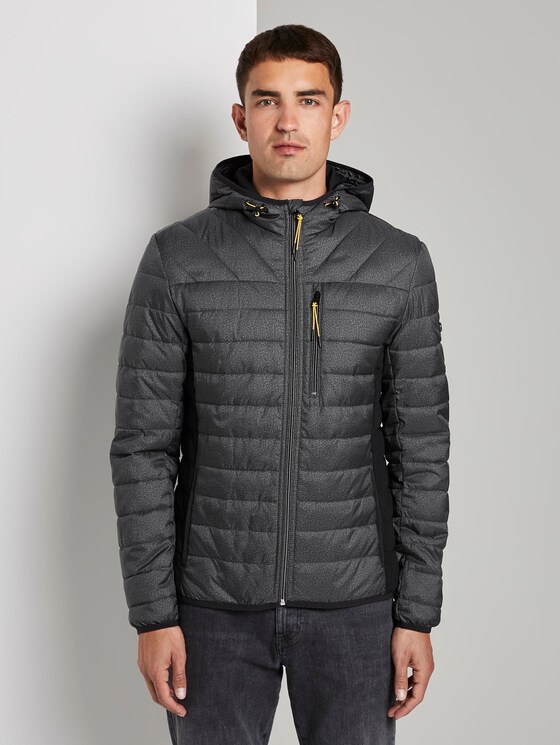 Leichte Steppjacke mit Kapuze - Männer - grey melange structure Leichte Steppjacke mit Kapuze - Männer - grey melange structure - 1 - TOM TAILOR