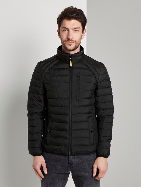 Hybrid quilted jacket with a stand-up collar - Men - Black Hybrid quilted jacket with a stand-up collar - Men - Black - 1 - TOM TAILOR