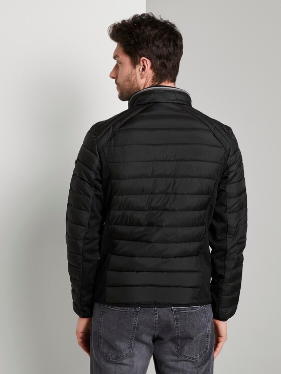 Hybrid quilted jacket with a stand-up collar - Men - Black Hybrid quilted jacket with a stand-up collar - Men - Black - 2 - TOM TAILOR