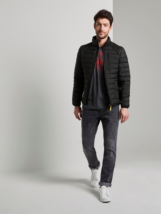 Hybrid quilted jacket with a stand-up collar - Men - Black Hybrid quilted jacket with a stand-up collar - Men - Black - 3 - TOM TAILOR
