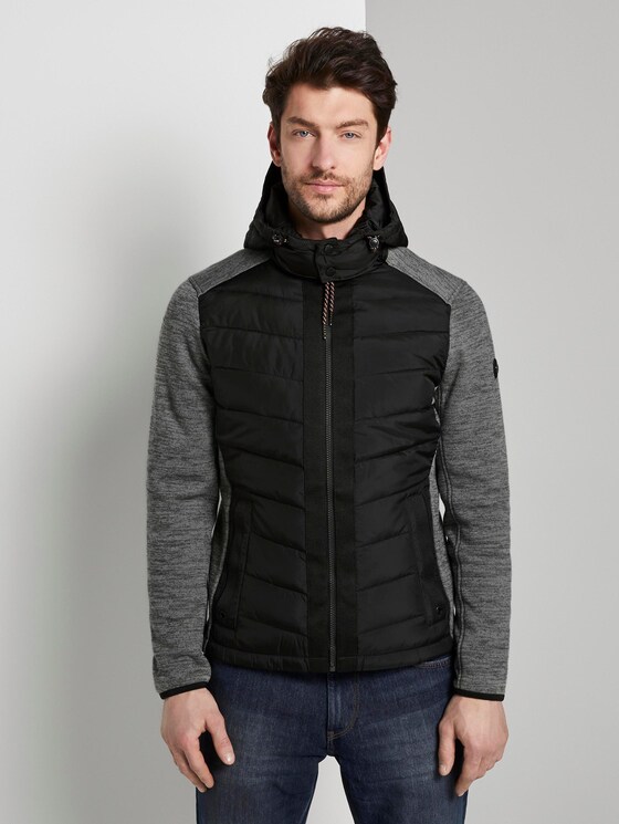 Hybrid-Steppjacke mit abnehmbarer Kapuze - Männer - Black Hybrid-Steppjacke mit abnehmbarer Kapuze - Männer - Black - 1 - TOM TAILOR