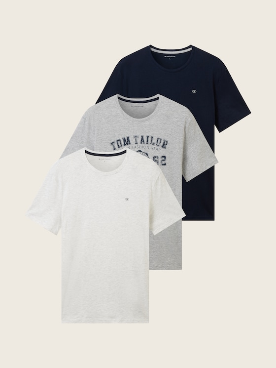 Basic T-Shirt im Dreierpack - Männer - Middle Grey Melange Basic T-Shirt im Dreierpack - Männer - Middle Grey Melange - 7 - TOM TAILOR