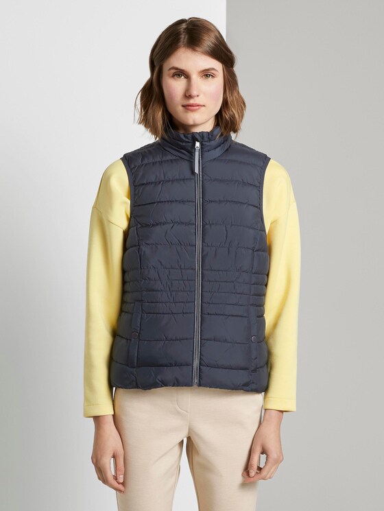 Lightweight quilted vest with a stand-up collar - Women - Sky Captain Blue Lightweight quilted vest with a stand-up collar - Women - Sky Captain Blue - 1 - TOM TAILOR