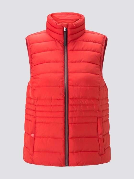 Lightweight quilted vest with a stand-up collar - Women - Strong Red Lightweight quilted vest with a stand-up collar - Women - Strong Red - 7 - TOM TAILOR