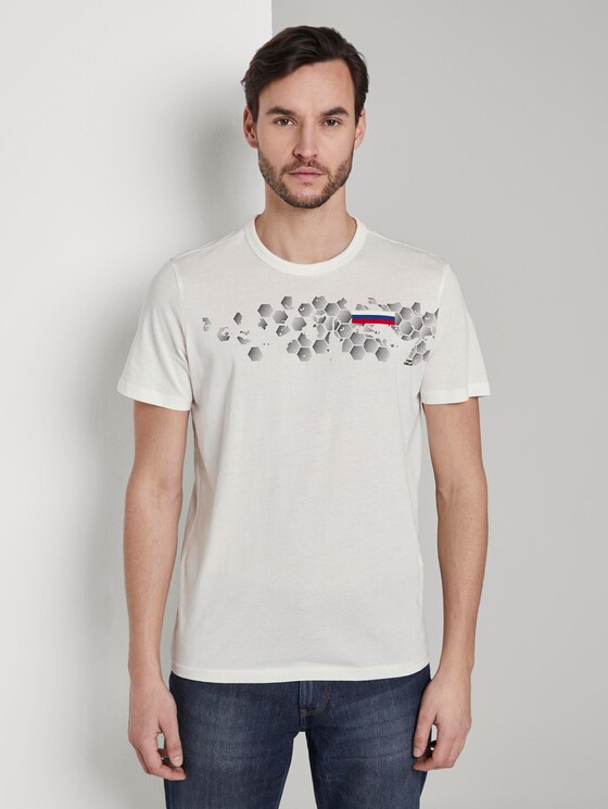 T-Shirt mit Fußball-EM-Print - Männer - Coconut Cream T-Shirt mit Fußball-EM-Print - Männer - Coconut Cream - 1 - TOM TAILOR