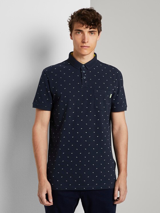 Patterned T-shirt - Men - navy small wave print Patterned T-shirt - Men - navy small wave print - 1 - TOM TAILOR Denim