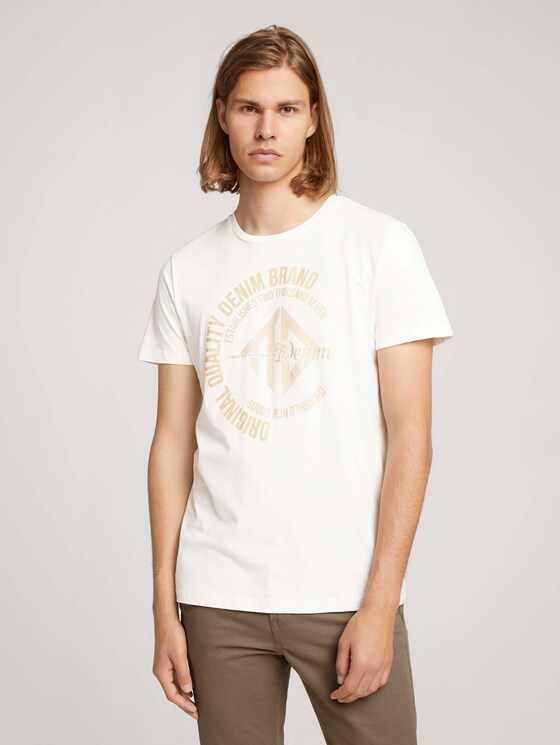 T-Shirt mit Print - Männer - off white T-Shirt mit Print - Männer - off white - 1 - TOM TAILOR Denim