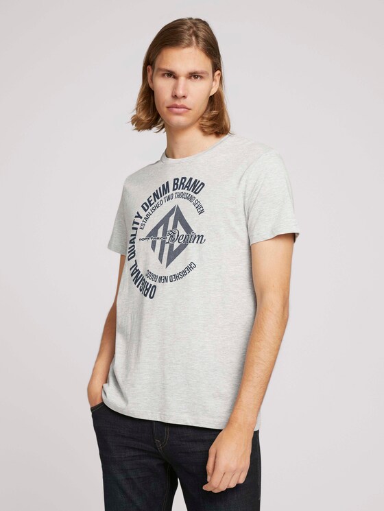 T-Shirt mit Print - Männer - Mediterranean Grey Melange T-Shirt mit Print - Männer - Mediterranean Grey Melange - 1 - TOM TAILOR Denim
