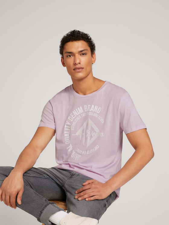 T-Shirt mit Print - Männer - blurry lavender - 5 - TOM TAILOR Denim