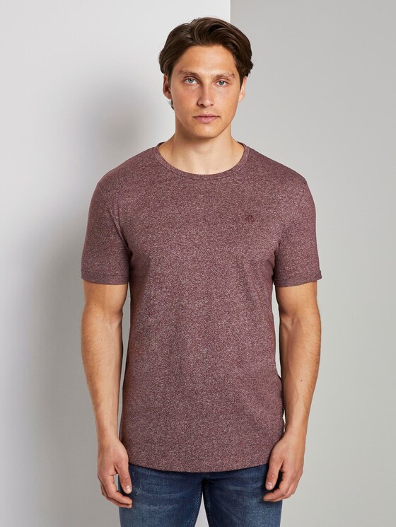 Strukturiertes T-Shirt mit Print - Männer - Decadent Bordeaux Non-Solid Strukturiertes T-Shirt mit Print - Männer - Decadent Bordeaux Non-Solid - 1 - TOM TAILOR Denim