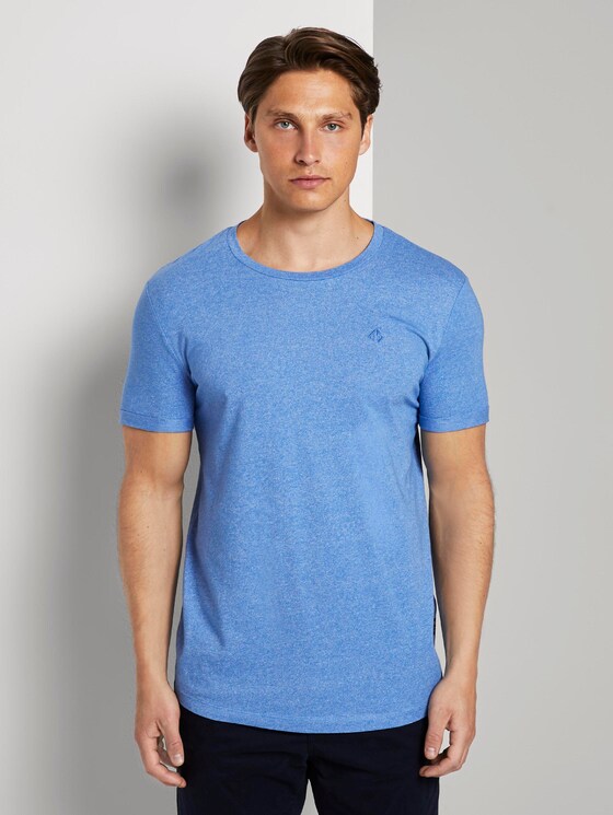 Strukturiertes T-Shirt mit Print - Männer - water sport blue Strukturiertes T-Shirt mit Print - Männer - water sport blue - 1 - TOM TAILOR Denim