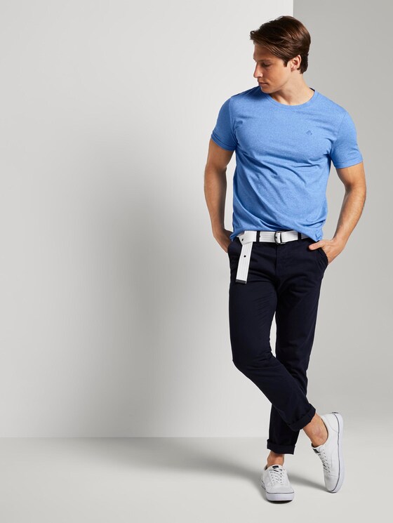 Strukturiertes T-Shirt mit Print - Männer - water sport blue Strukturiertes T-Shirt mit Print - Männer - water sport blue - 3 - TOM TAILOR Denim