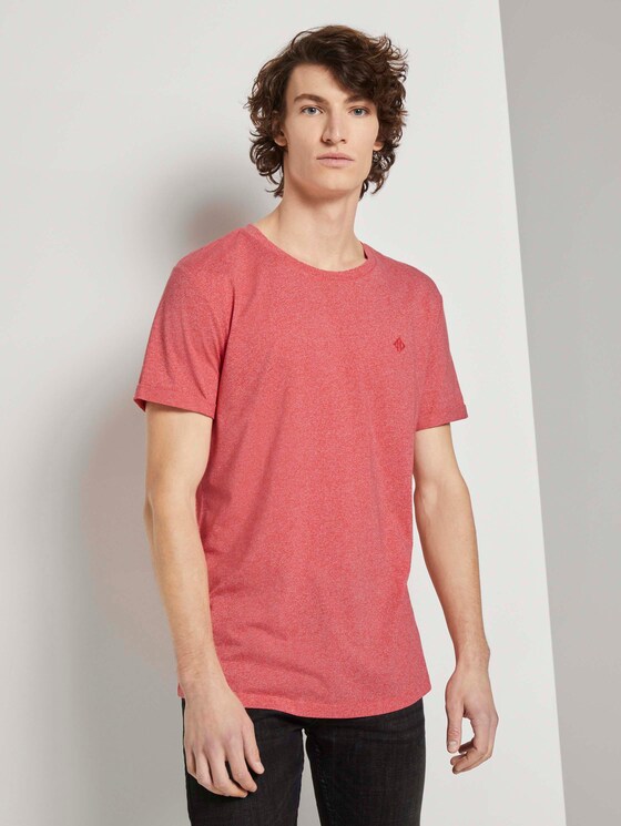 Strukturiertes T-Shirt - Männer - normal red melange Strukturiertes T-Shirt - Männer - normal red melange - 1 - TOM TAILOR Denim