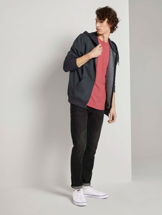 Strukturiertes T-Shirt - Männer - normal red melange Strukturiertes T-Shirt - Männer - normal red melange - 3 - TOM TAILOR Denim
