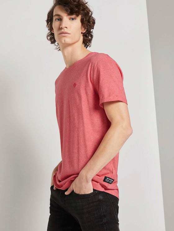 Strukturiertes T-Shirt - Männer - normal red melange Strukturiertes T-Shirt - Männer - normal red melange - 5 - TOM TAILOR Denim