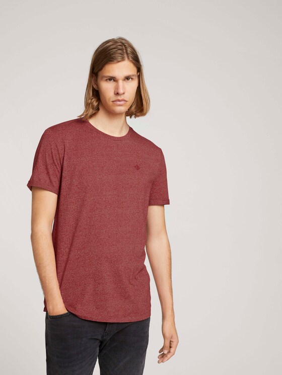 Strukturiertes T-Shirt - Männer - burned cordovan red melange Strukturiertes T-Shirt - Männer - burned cordovan red melange - 5 - TOM TAILOR Denim