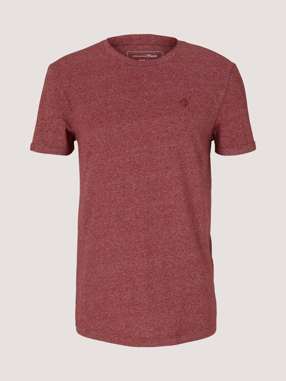 Strukturiertes T-Shirt - Männer - burned cordovan red melange Strukturiertes T-Shirt - Männer - burned cordovan red melange - 7 - TOM TAILOR Denim