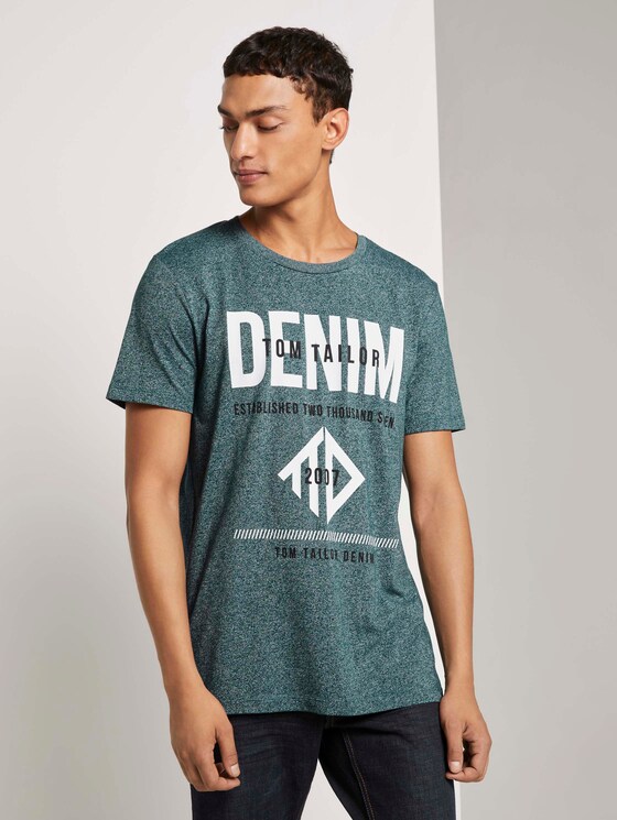 T-Shirt mit Logo Print - Männer - Deep Green Lake Non-Solid T-Shirt mit Logo Print - Männer - Deep Green Lake Non-Solid - 1 - TOM TAILOR Denim