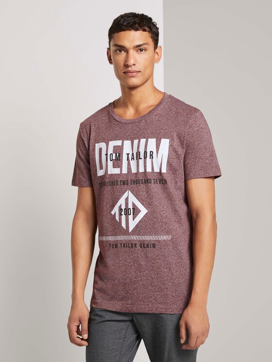 T-Shirt mit Logo Print - Männer - Decadent Bordeaux Non-Solid T-Shirt mit Logo Print - Männer - Decadent Bordeaux Non-Solid - 1 - TOM TAILOR Denim
