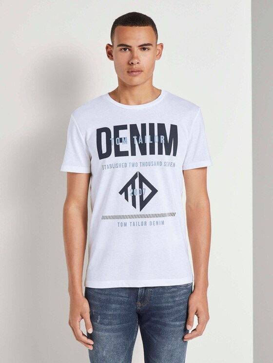 T-Shirt mit Logo Print - Männer - White T-Shirt mit Logo Print - Männer - White - 1 - TOM TAILOR Denim