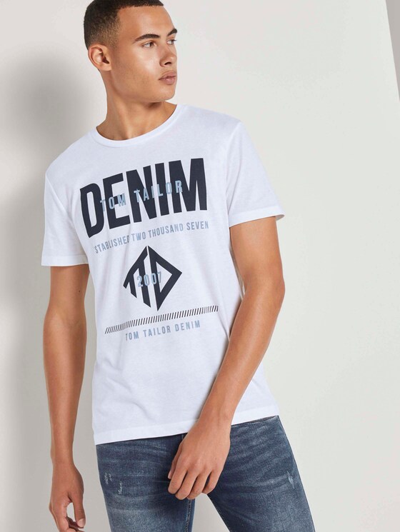 T-Shirt mit Logo Print - Männer - White T-Shirt mit Logo Print - Männer - White - 5 - TOM TAILOR Denim