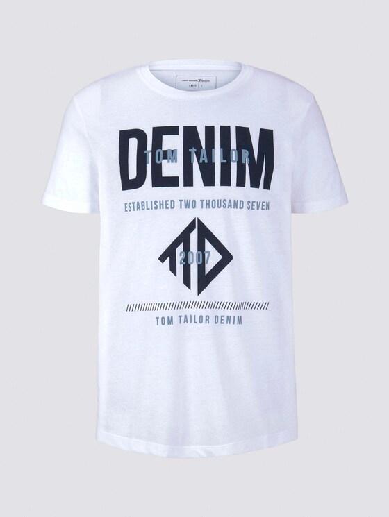 T-Shirt mit Logo Print - Männer - White T-Shirt mit Logo Print - Männer - White - 7 - TOM TAILOR Denim