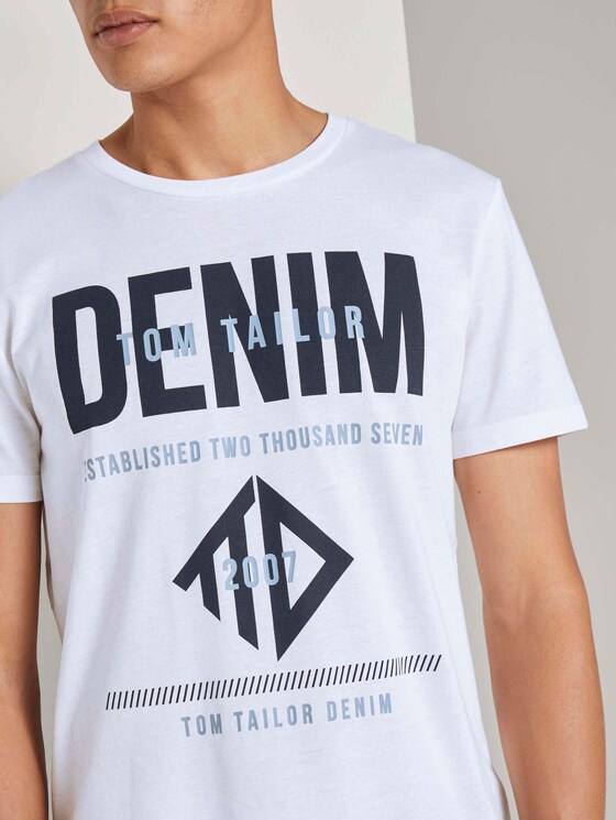 T-Shirt mit Logo Print - Männer - White T-Shirt mit Logo Print - Männer - White - 9 - TOM TAILOR Denim